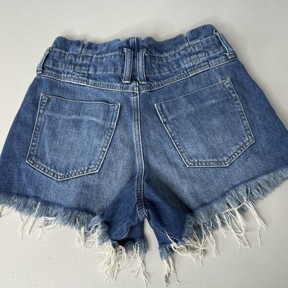 We The Free People Jean Shorts XS See You Sometime Cut Offs Blue Pleated No Belt - Picture 2 of 10